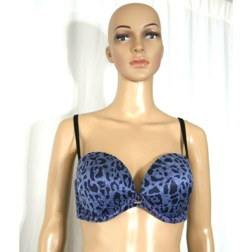 Victoria's Secret Bra 10824350 Blue Leopard Print Womens Size 36 C New